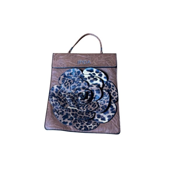 IPDA Brown Leopard Rose Handbag - Women's Designer Shoulder Tote Bag Needs Strap - Picture 1 of 4